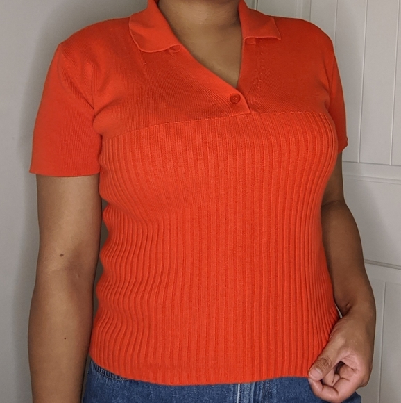 Vintage Orange Collared Top - Picture 1 of 4